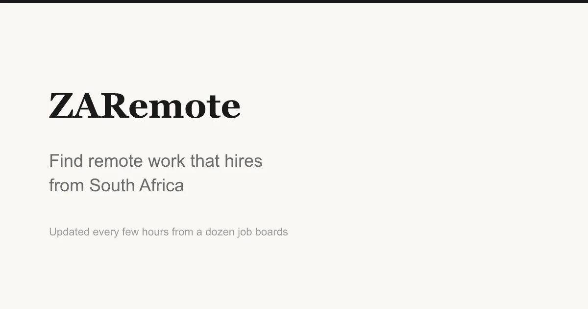 ZARemote share card: find remote work that hires from South Africa